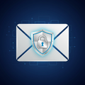 Email envelope with security shield representing email security setup